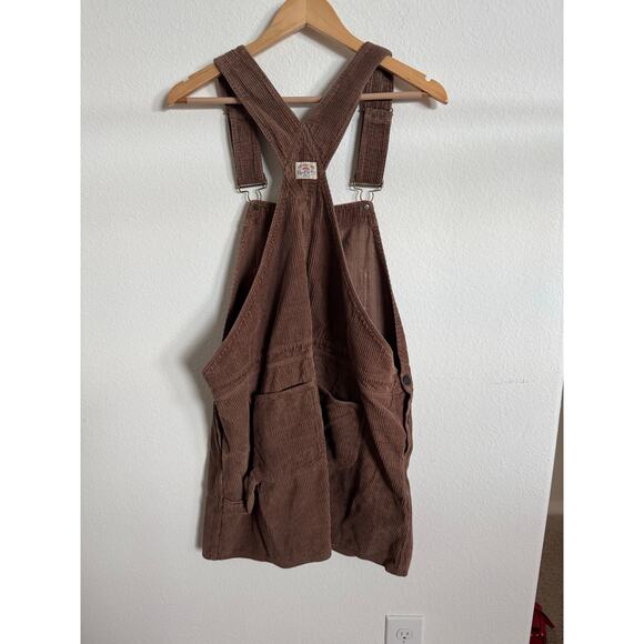Faherty Womens Brown Corduroy Overall Mini Dress Size Large Teakwood - Picture 2 of 8